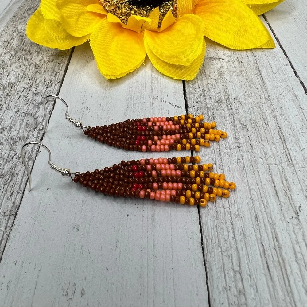 Mini Lightweight Seed Beaded Dangle Earrings 2.25 Inches Handmade Jewelry‎